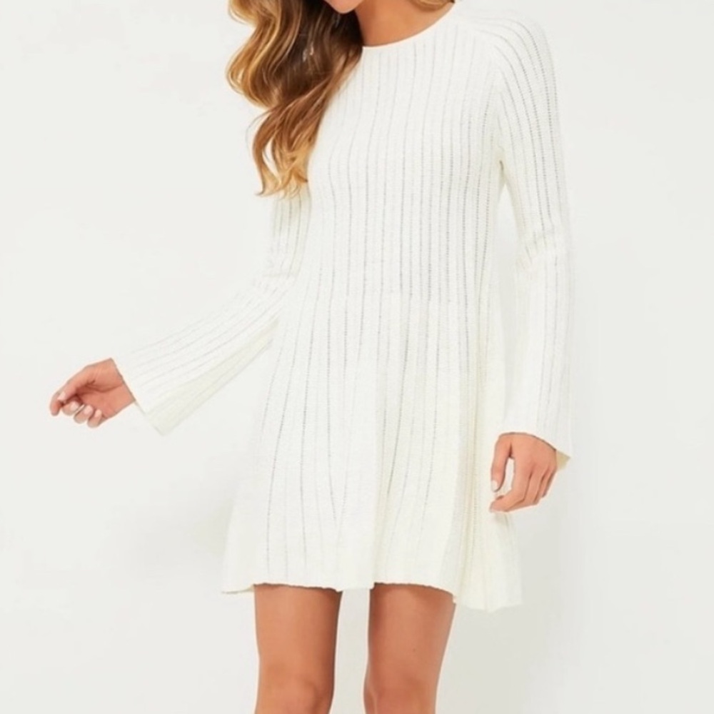 Tuckernuck Pomander Place Adi Cream Ivory Ribbed Knit Sweater Dress XXL